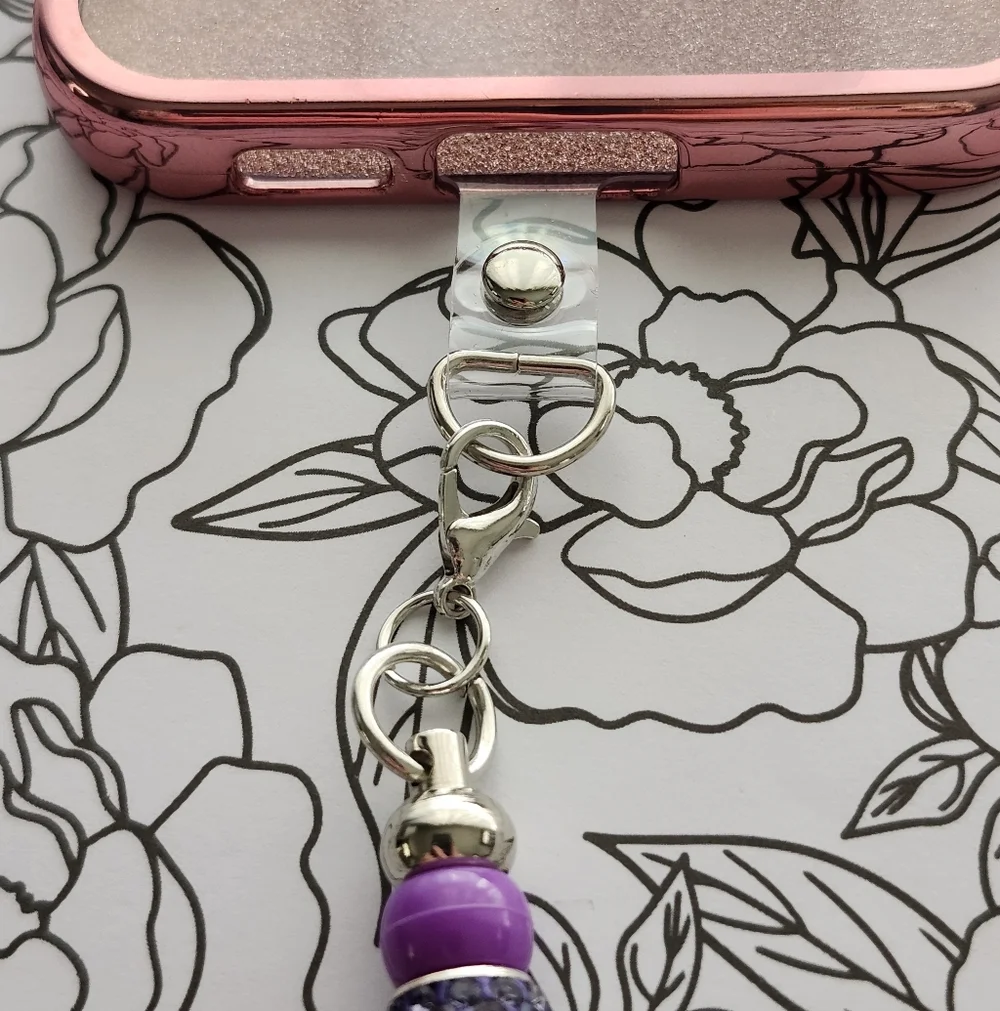 Cell Phone Charm Purple Handcrafted